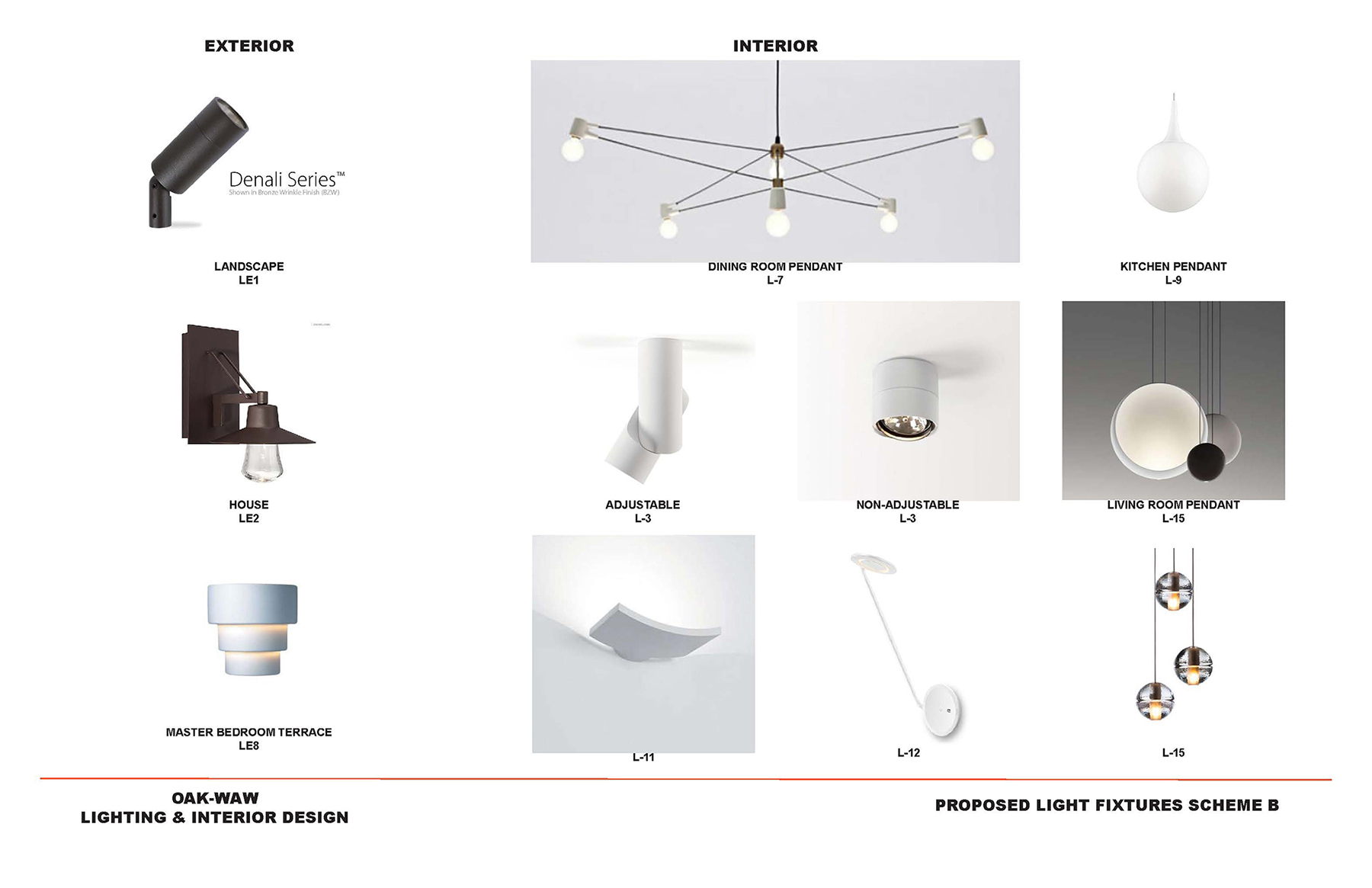 various light fixtures